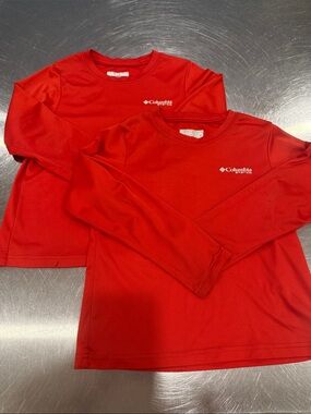 Set of 2- Columbia Kids Long Sleeve Crew Neck Rashguard Shirts in Bright Red